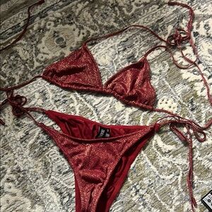 VINCA CASSA SPARKLE Burgundy Triangl bikini set